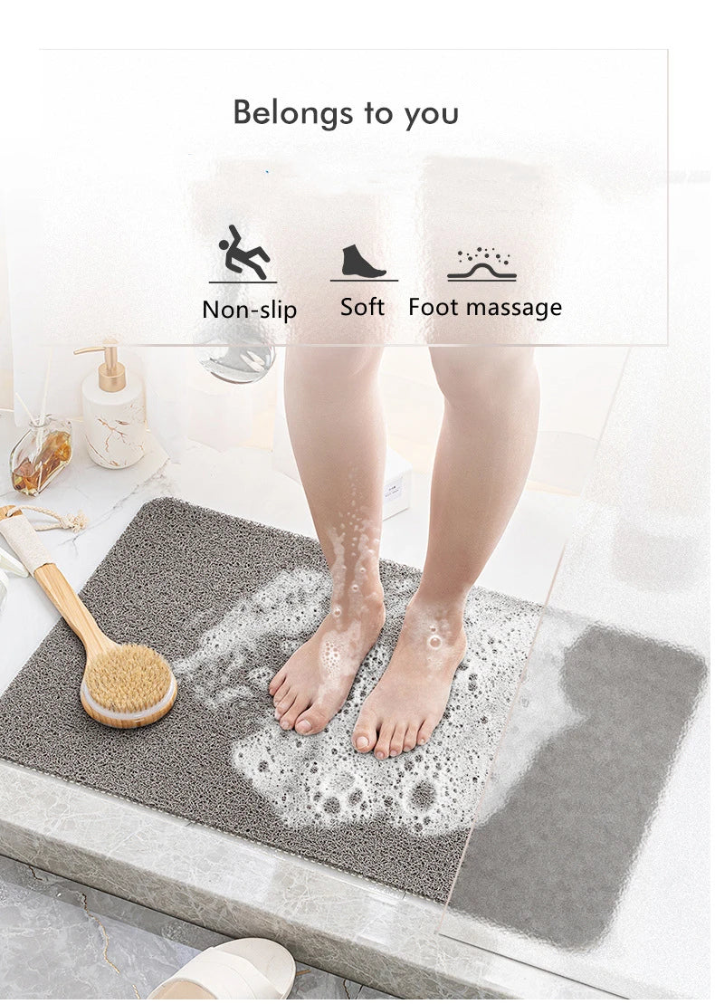 Bathroom Anti-slip Mat Mildew Proof Waterproof Shower Mat Soft Massage Home Bath Drainage PVC Washable Quick Drying Floor Rug