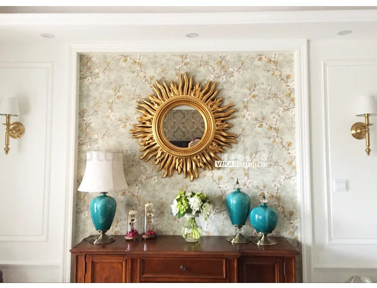 Sun Apollo Art Wall Mirror Decorative Bathroom Accessory Unique Champion Designs Reflective Art Piece Elegant Wall Decor