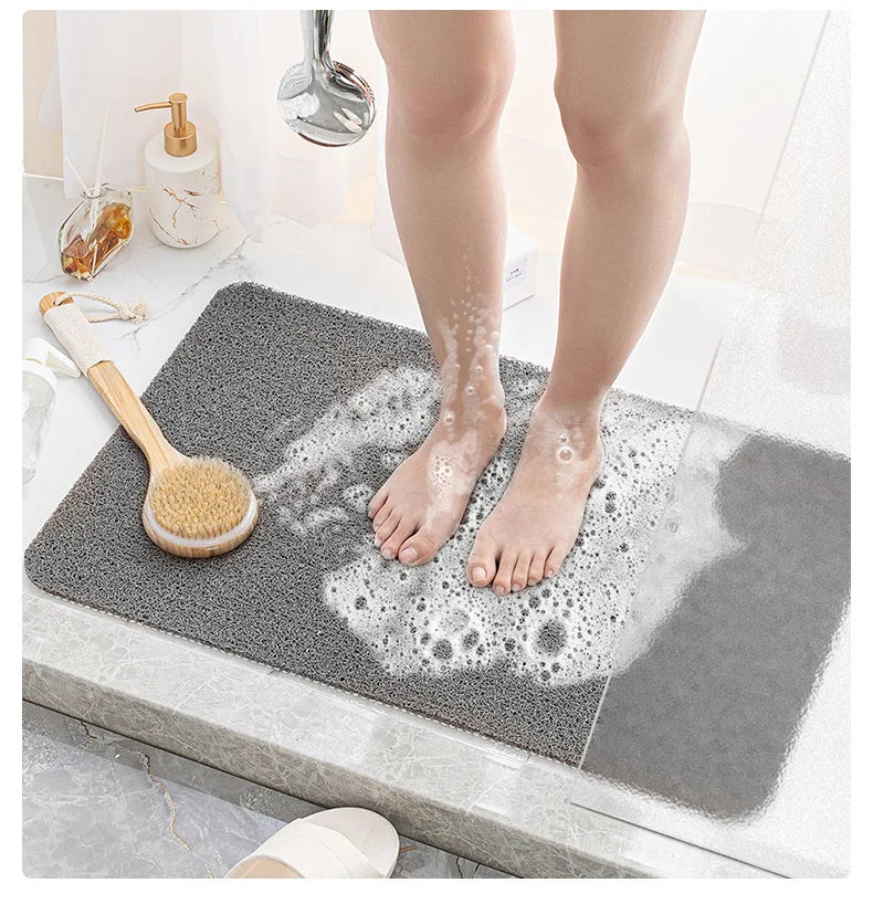 Bathroom Anti-slip Mat Mildew Proof Waterproof Shower Mat Soft Massage Home Bath Drainage PVC Washable Quick Drying Floor Rug