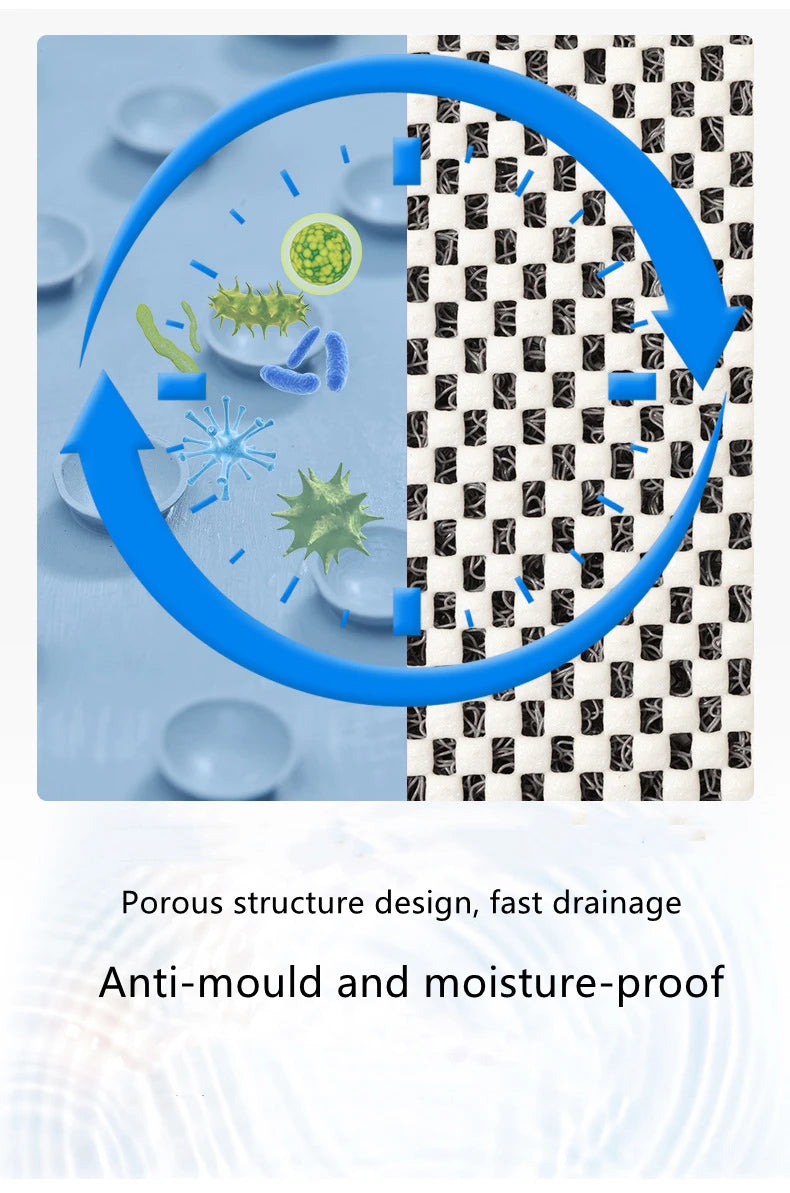 Bathroom Anti-slip Mat Mildew Proof Waterproof Shower Mat Soft Massage Home Bath Drainage PVC Washable Quick Drying Floor Rug