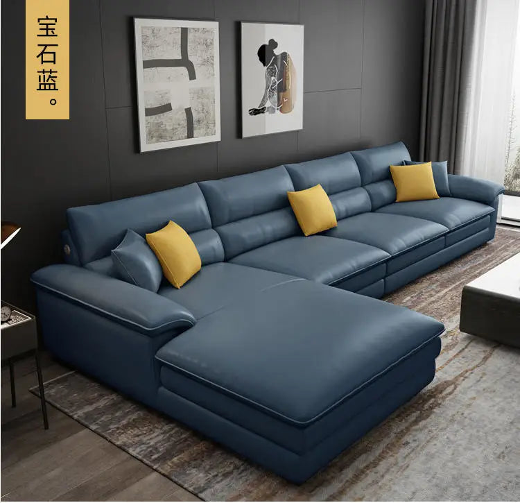 MANBAS Nordic Living Room Sofa Italian Genuine Leather Couch L-shaped Sectional Sofa Sets for Home Furniture Seating Room