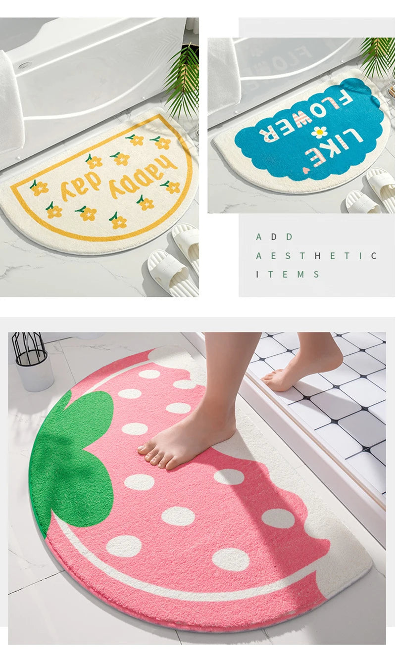 Soft Floor Mats Small Fresh Text Flowers Rugs Home Entrance Carpet Bedroom Toilet Bathroom Door Absorbent Non-Slip Foot Pad