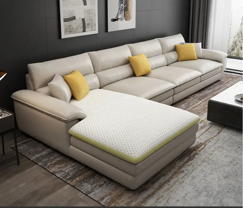 MANBAS Nordic Living Room Sofa Italian Genuine Leather Couch L-shaped Sectional Sofa Sets for Home Furniture Seating Room