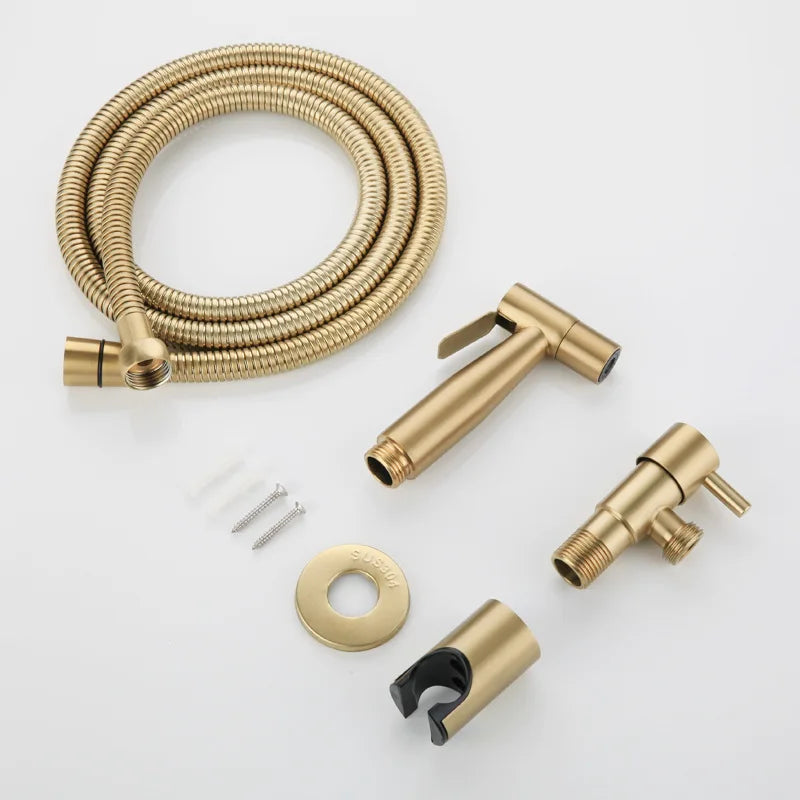 Handheld Toilet Bidet Sprayer with Brass Valve Stainless Steel Bidet Shower Hygienic Shower Wall Mounted Toilet Bidet Sprayer