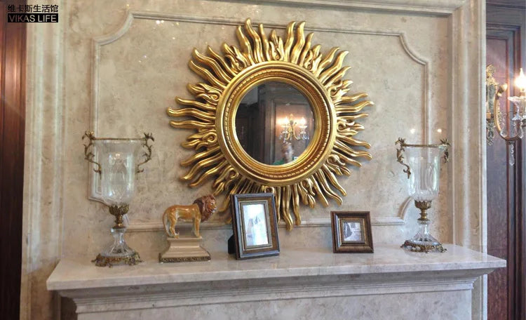 Sun Apollo Art Wall Mirror Decorative Bathroom Accessory Unique Champion Designs Reflective Art Piece Elegant Wall Decor