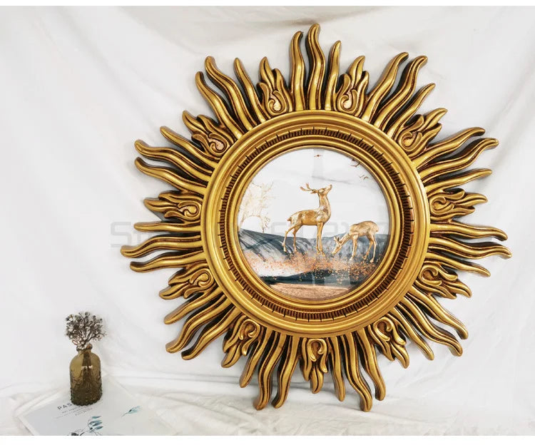 Sun Apollo Art Wall Mirror Decorative Bathroom Accessory Unique Champion Designs Reflective Art Piece Elegant Wall Decor