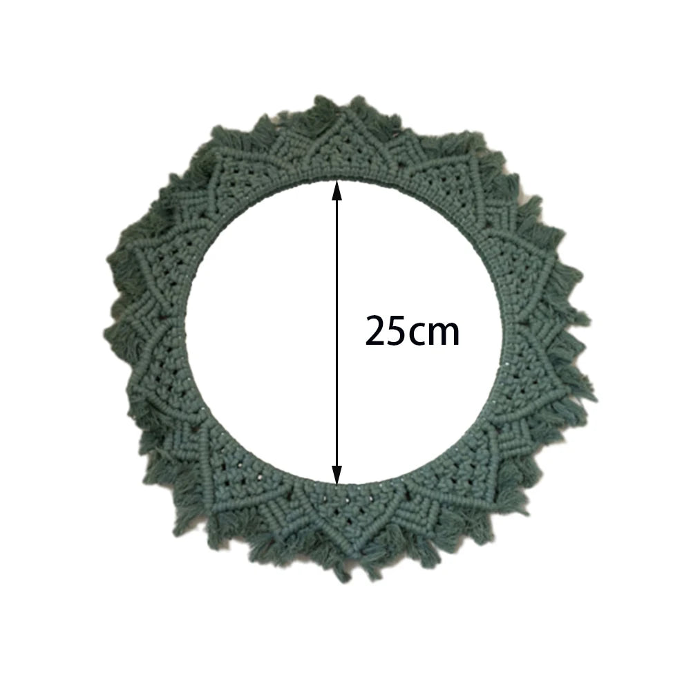 Bohemia Macrame Handmade Makeup Decorative Mirror Wall Tapestry For Bedroom Livingroom Bathroom Home Decor Shower Round Mirrors