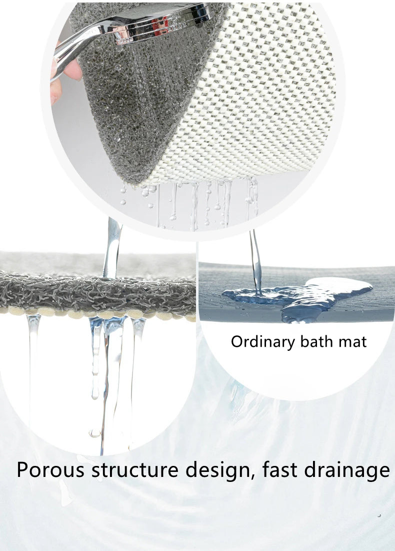 Bathroom Anti-slip Mat Mildew Proof Waterproof Shower Mat Soft Massage Home Bath Drainage PVC Washable Quick Drying Floor Rug