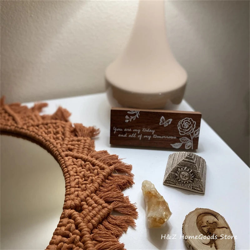Bohemia Macrame Handmade Makeup Decorative Mirror Wall Tapestry For Bedroom Livingroom Bathroom Home Decor Shower Round Mirrors
