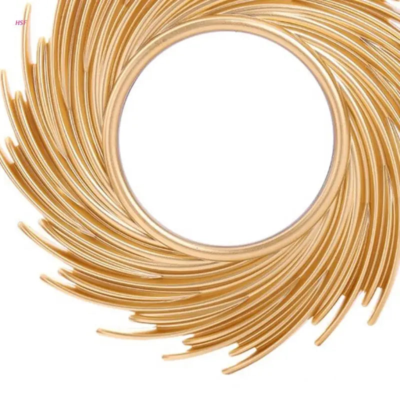 Sun Shape Decorative Mirror Room Background Wall Decorative Mirror Rattan Innovative Art Decoration Round Makeup Mirror