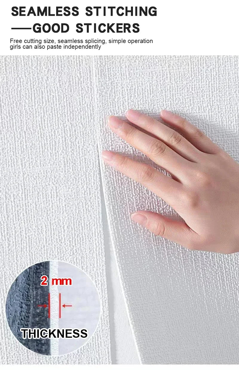 Linen Wallpaper Self-adhesive Waterproof Moisture-proof and Moldy Resistant 3D Wall Stickers Home Living Room Wall Decoration