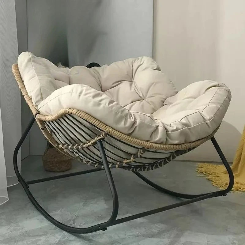 X&D Human Bird Nest Rattan Weaving Rocking Chair Leisure Sofa Home Balcony Single Lazy Sofa Rocking Chair Rattan Chair Can Sleep
