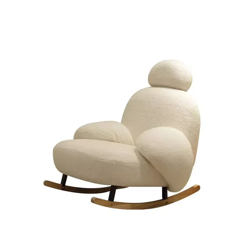 Home Cream Style Living Room Balcony Leisure Lazy Sofa, Light Luxury Bedroom Recliner, Nordic Rocking Chair, Housewarming Gift