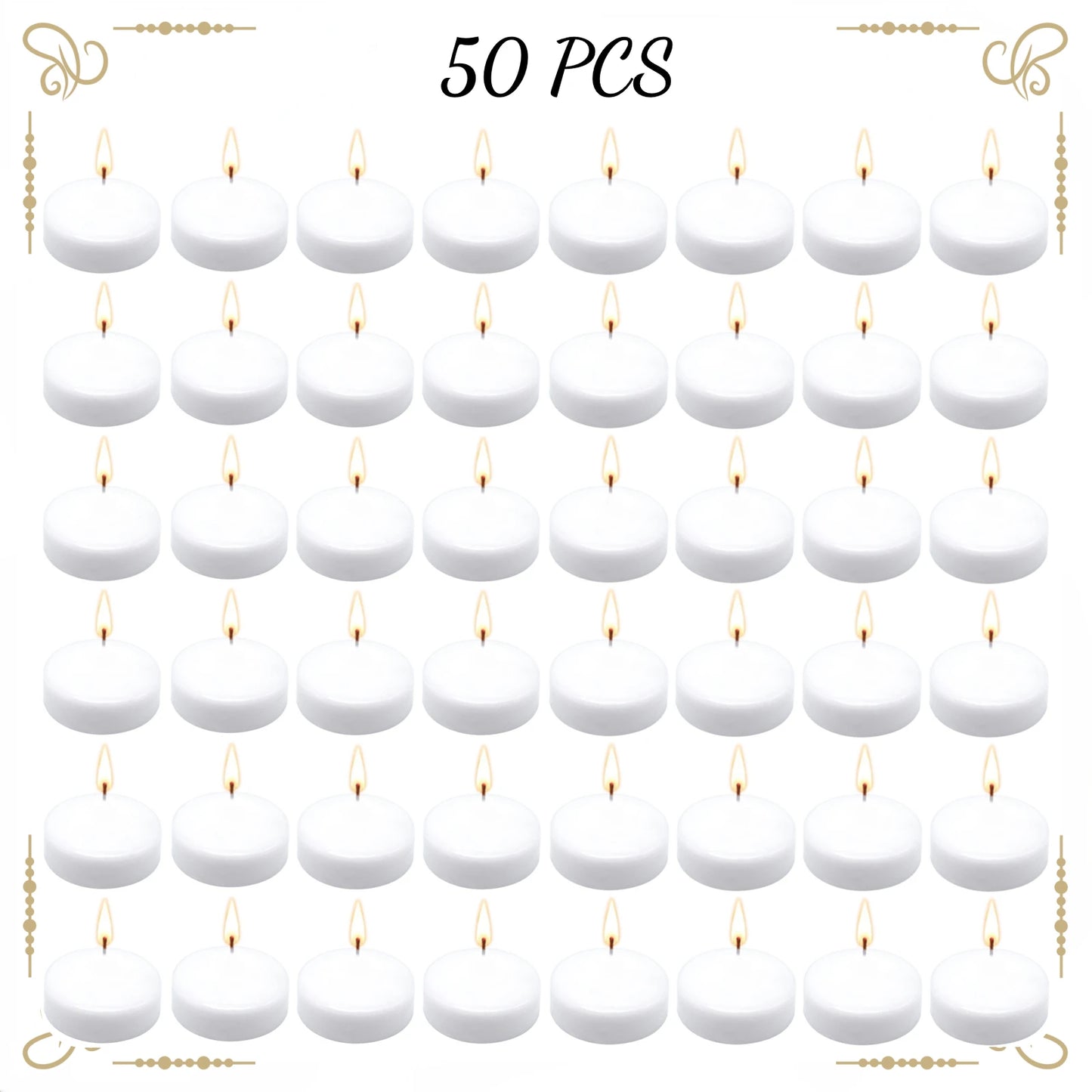 20-100pcs Floating Candles for Centerpieces Floating Pool Decorations for Wedding 1.7Inch 4Hours Burn Time Unscented Wax Discs