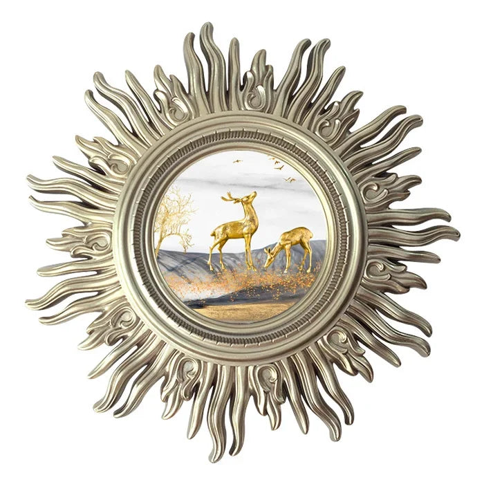 Sun Apollo Art Wall Mirror Decorative Bathroom Accessory Unique Champion Designs Reflective Art Piece Elegant Wall Decor