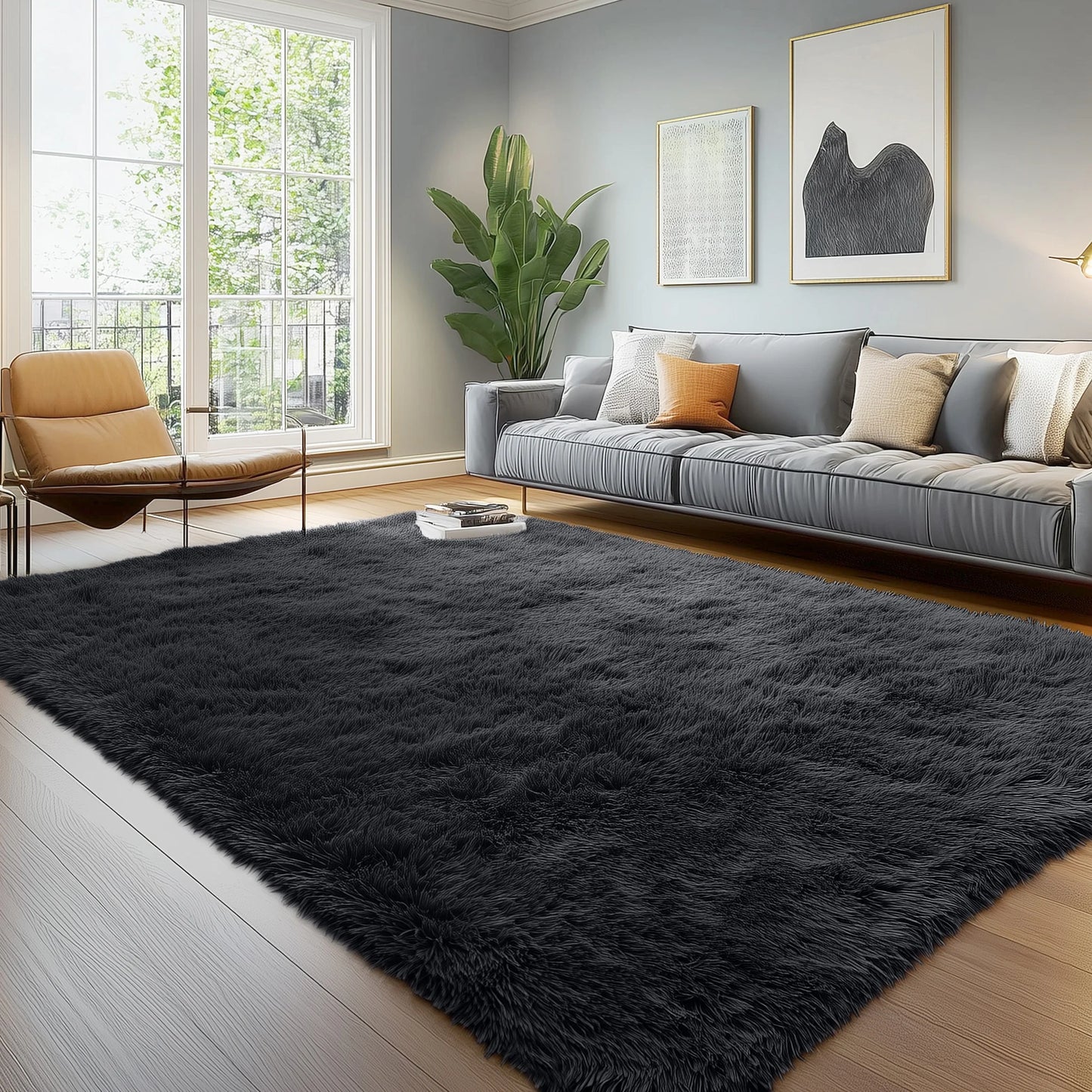 Olanly Large Area Rugs For Living Room Bedroom Soft Fluffy Shaggy Bedside Rug Indoor Floor Plush Carpet for Kids Dorm Home Decor