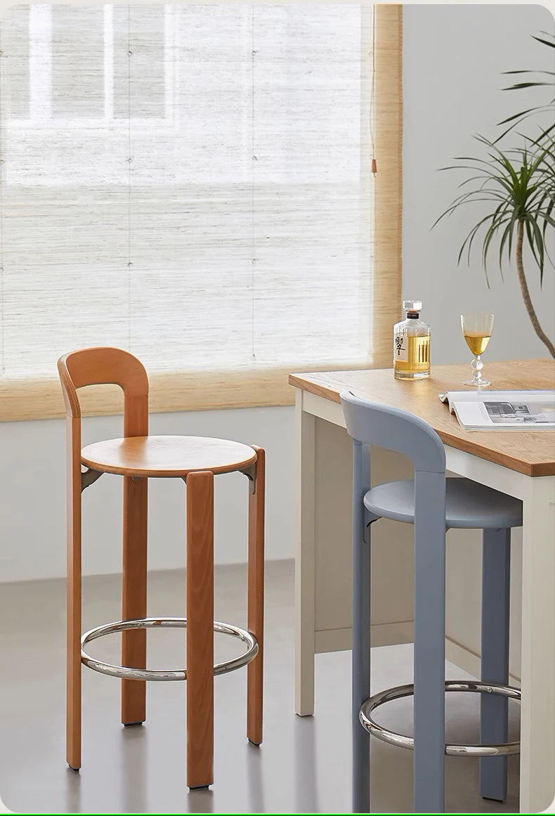 Nordic Beech Solid Wood Plywood Dining Stackable Vintage Curved Rey Backrest Swiss Chair