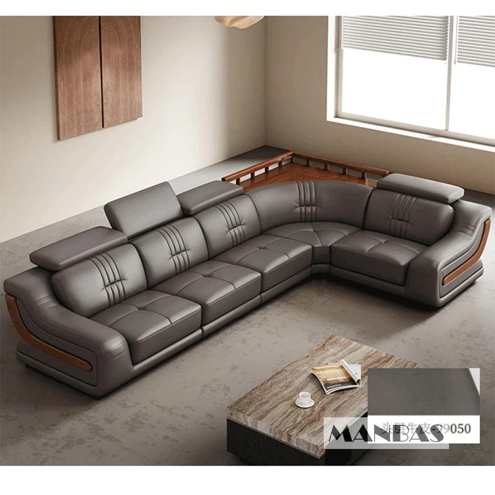 Linlamlim Premium Italian Genuine Leather Sofa Set Big Sectional Couch Living Room Sofas With Adjustable Headrest Home Furniture