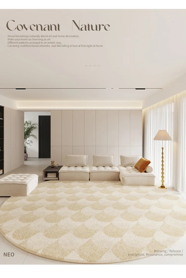 Modern Rugs for Bedroom Fluffy Soft Lounge Rug Thick Cloakroom Round Floor Mat Cream Living Room Decoration Anti-slip Carpet