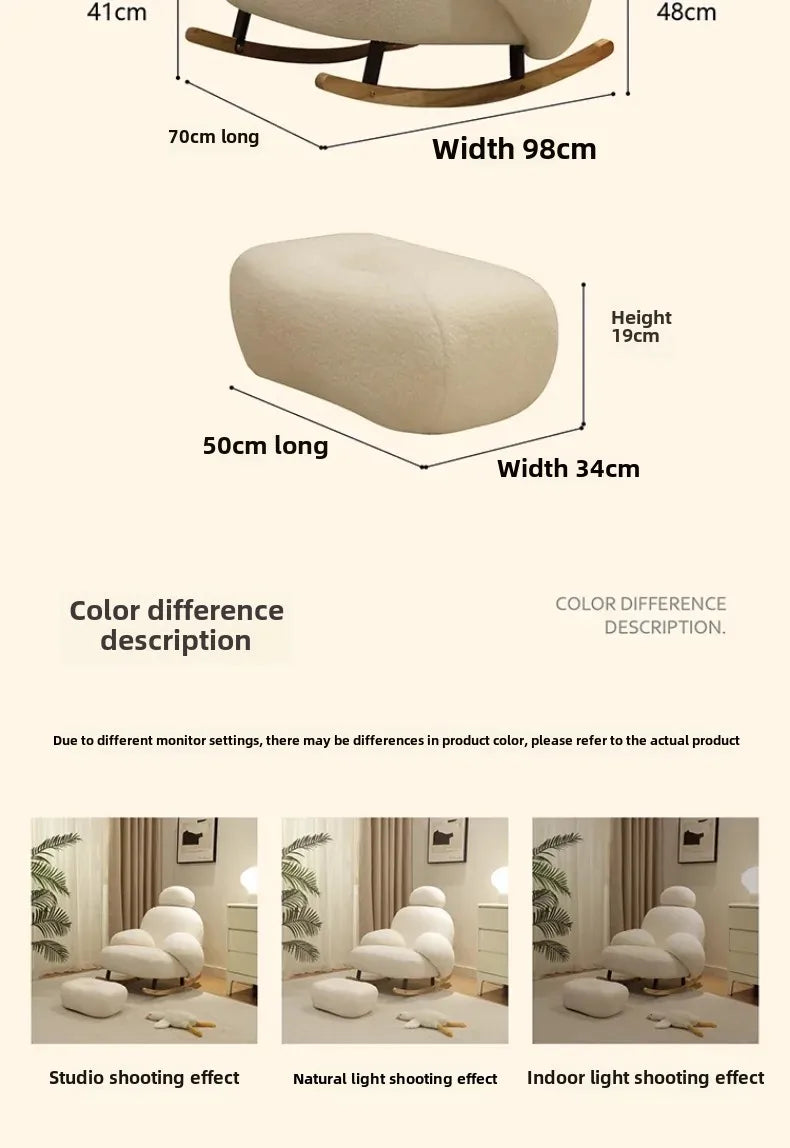 Home Cream Style Living Room Balcony Leisure Lazy Sofa, Light Luxury Bedroom Recliner, Nordic Rocking Chair, Housewarming Gift