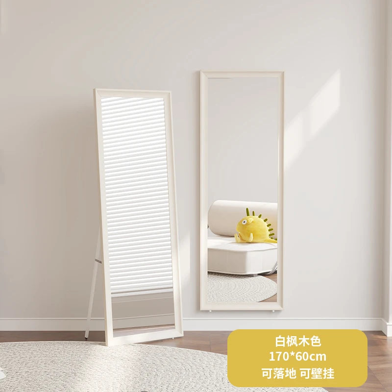 Square Wooden Mirror Garden Art Modern Full Body Standing Mirror Bedroom Floor Girls Rattan Espelhos Living Room Decorations