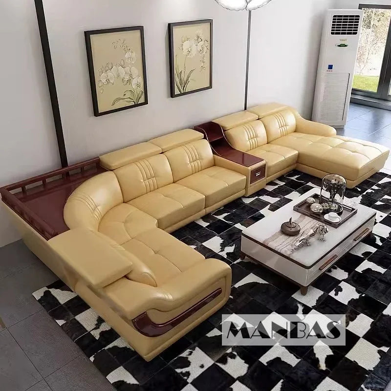 Linlamlim Premium Italian Genuine Leather Sofa Set Big Sectional Couch Living Room Sofas With Adjustable Headrest Home Furniture