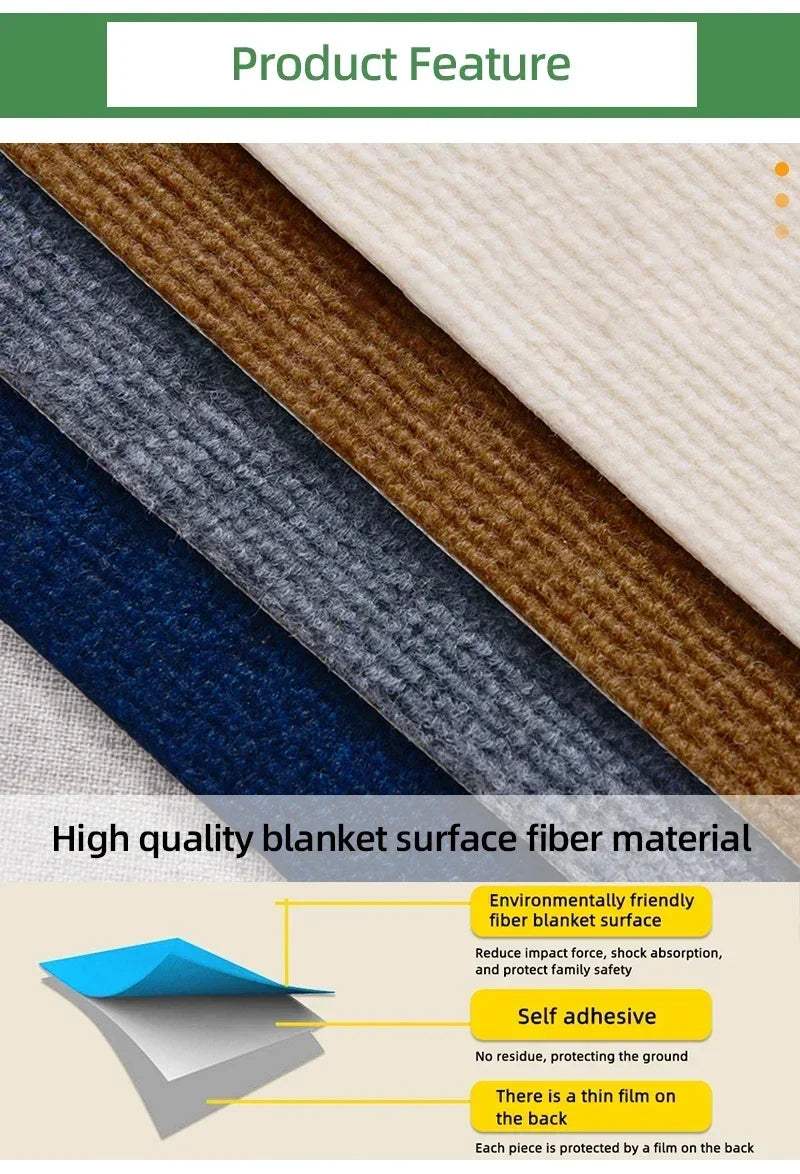 30x30CM DIY Self Adhesive Carpet Floor Tiles Sticker Square Rugs Peel And Stick Mat Flooring For Kitchen Home Decor Carpets 