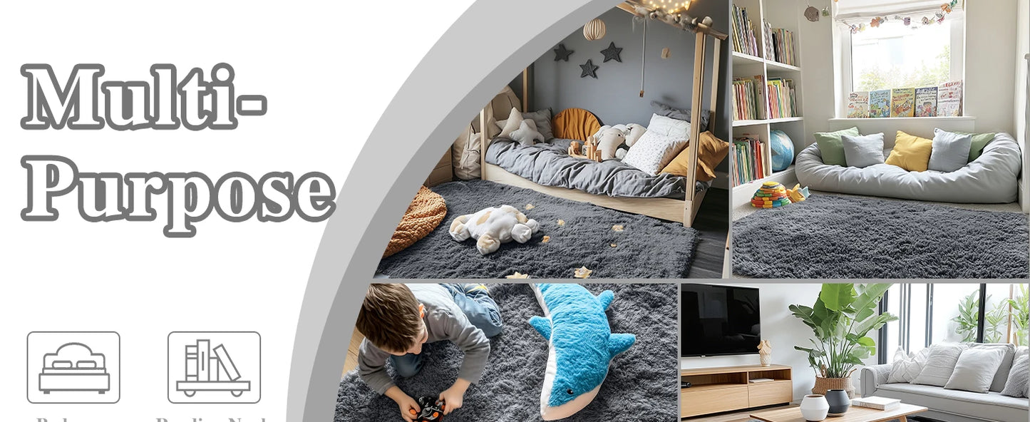 Olanly Large Area Rugs For Living Room Bedroom Soft Fluffy Shaggy Bedside Rug Indoor Floor Plush Carpet for Kids Dorm Home Decor
