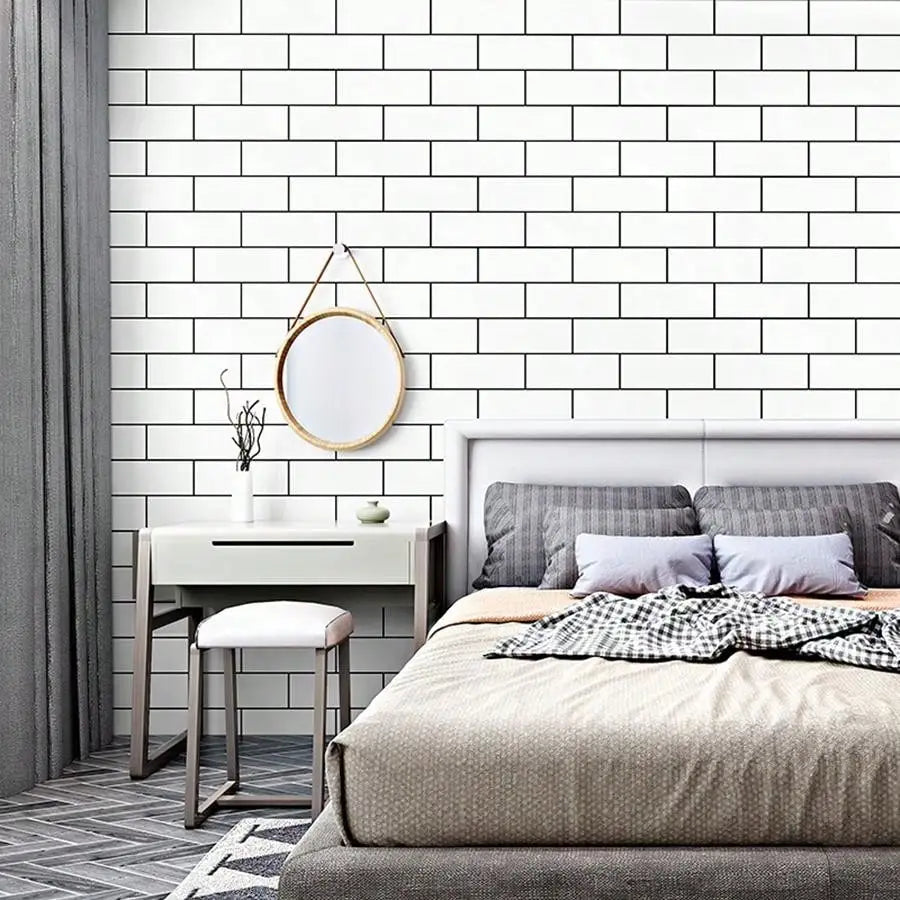 White/Black Brick Waterproof Oil-Proof Wallpaper for Kitchen Countertop Cabinet Decor Self Adhesive Removable Wall Stickers