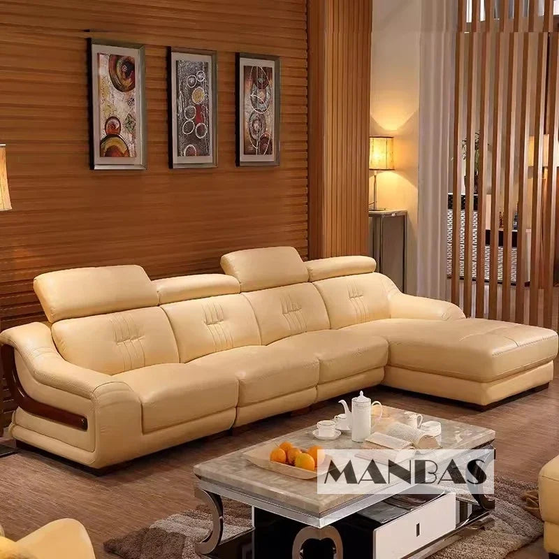 Linlamlim Premium Italian Genuine Leather Sofa Set Big Sectional Couch Living Room Sofas With Adjustable Headrest Home Furniture