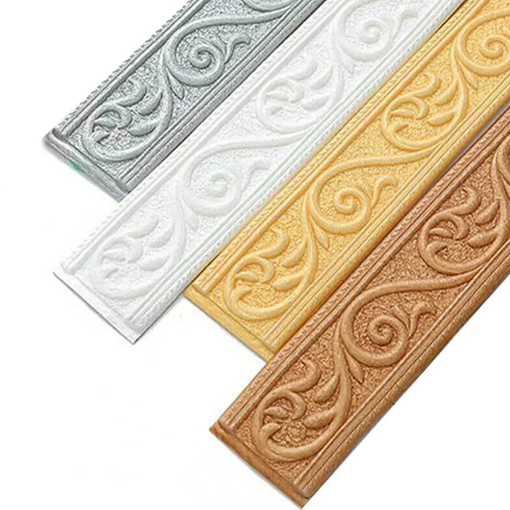 3D Wall Trim Line Skirting Sticker Self-Adhesive Vinyl Wall Trim Sticker 230*5*0.4cm Household Waterproof Baseboard Wall-paper