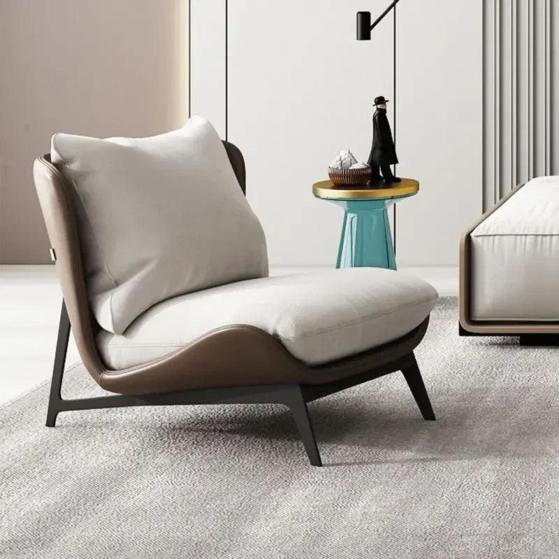 Chic and Contemporary Nordic Chair for Cozy Living Room Lounging Minimalist Single Seat Sofa with Artistic Touch for Balcony