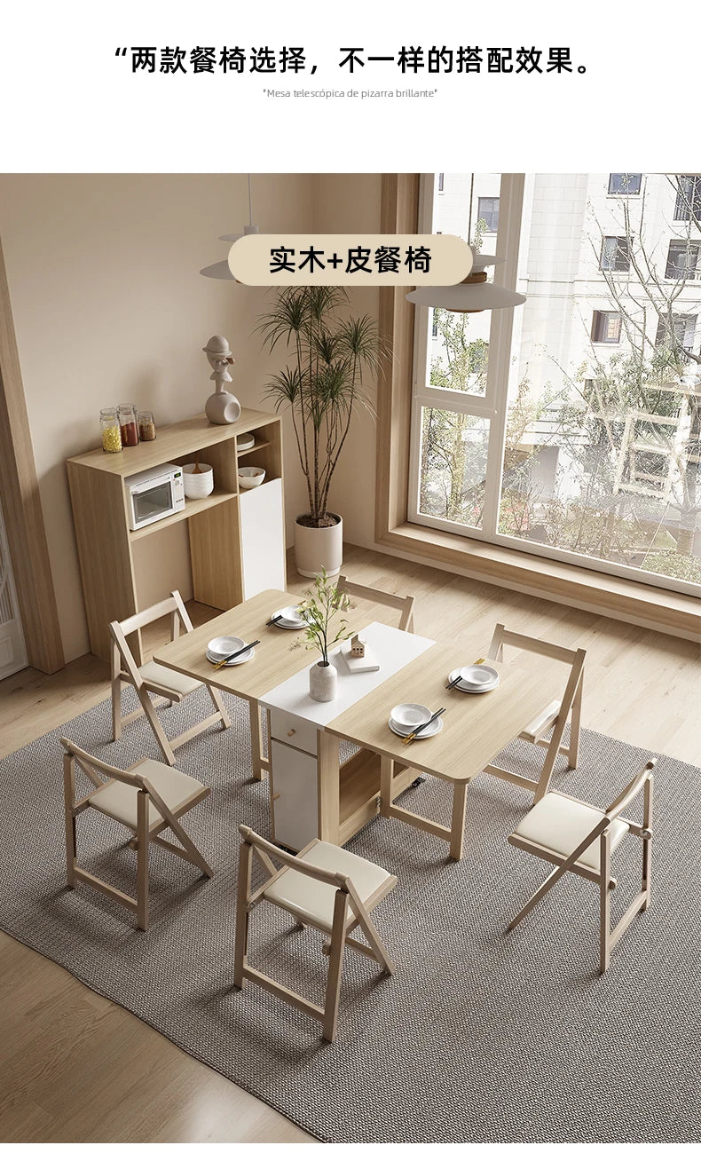 Folding Dining Table Set 6 Chairs Luxury Vintage Square Dining Table Extensio Nordic Mesas Y Sillas De Comedor Kitchen Furniture