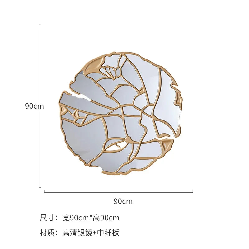 Nordic Luxury Shower Mirror Round Wall Arts Gold Bathroom Mirrors Large Room Design Modern Home Miroir Mural Decoration Mirror