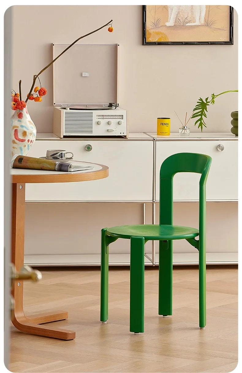 Nordic Beech Solid Wood Plywood Dining Stackable Vintage Curved Rey Backrest Swiss Chair