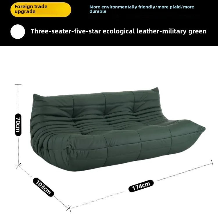 Fashion freehand space original first layer cowhide three-person Italian minimalist Togo caterpillar lazy sofa