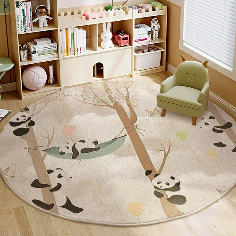 Cartoon Style Bedroom Decor lion pattern Carpet Cute Round Carpets for Living Room Thick Plush bedside Rug Fluffy Soft Floor Mat