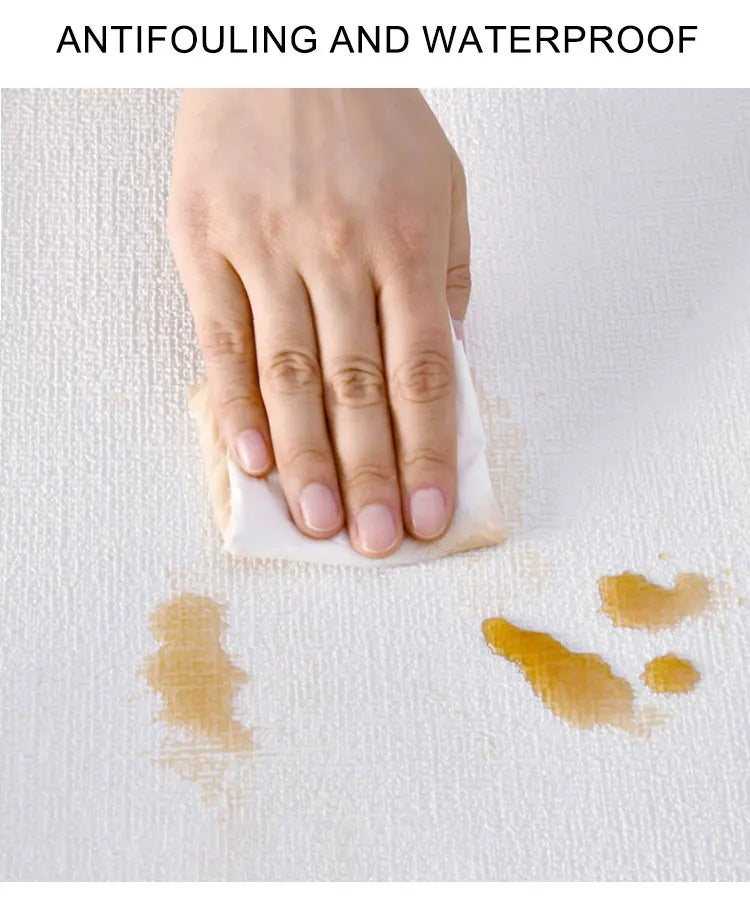 Linen Wallpaper Self-adhesive Waterproof Moisture-proof and Moldy Resistant 3D Wall Stickers Home Living Room Wall Decoration