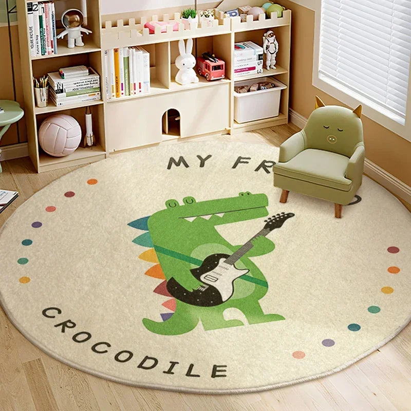 Cartoon Style Bedroom Decor lion pattern Carpet Cute Round Carpets for Living Room Thick Plush bedside Rug Fluffy Soft Floor Mat