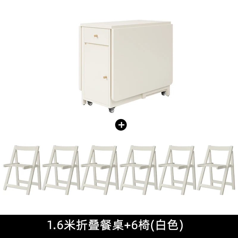 Folding Dining Table Set 6 Chairs Luxury Vintage Square Dining Table Extensio Nordic Mesas Y Sillas De Comedor Kitchen Furniture