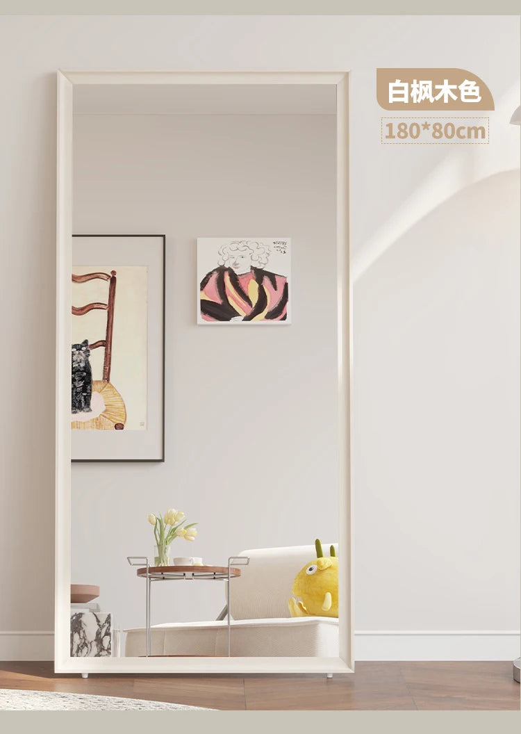 Square Wooden Mirror Garden Art Modern Full Body Standing Mirror Bedroom Floor Girls Rattan Espelhos Living Room Decorations