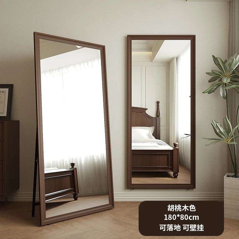 Square Wooden Mirror Garden Art Modern Full Body Standing Mirror Bedroom Floor Girls Rattan Espelhos Living Room Decorations