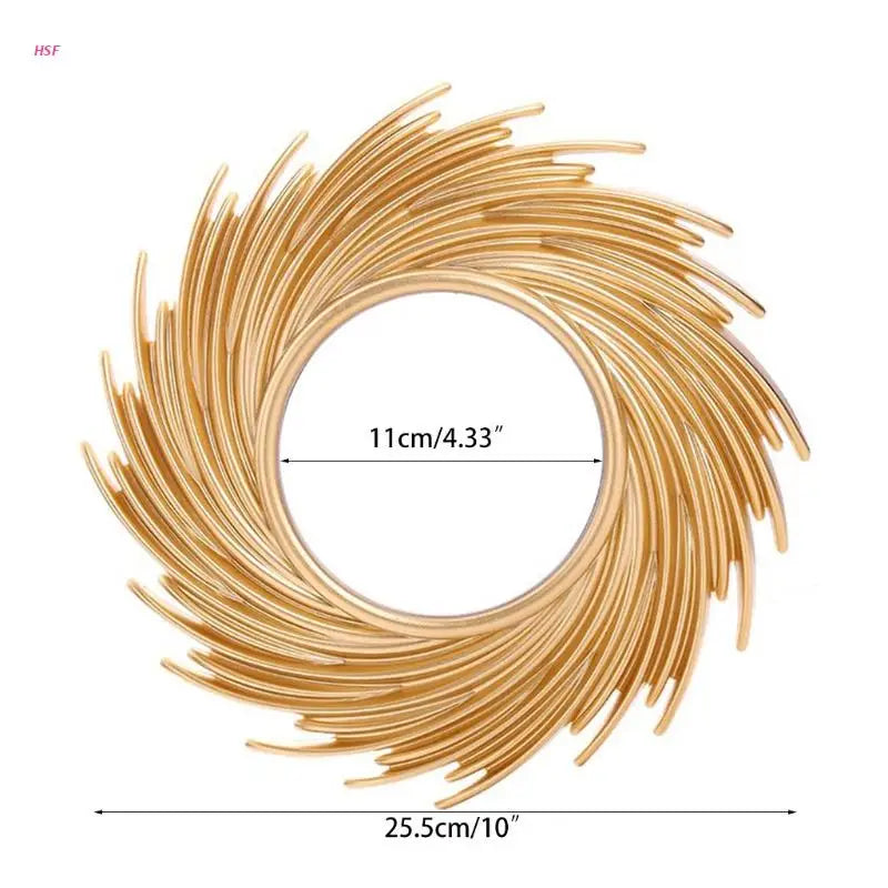 Sun Shape Decorative Mirror Room Background Wall Decorative Mirror Rattan Innovative Art Decoration Round Makeup Mirror