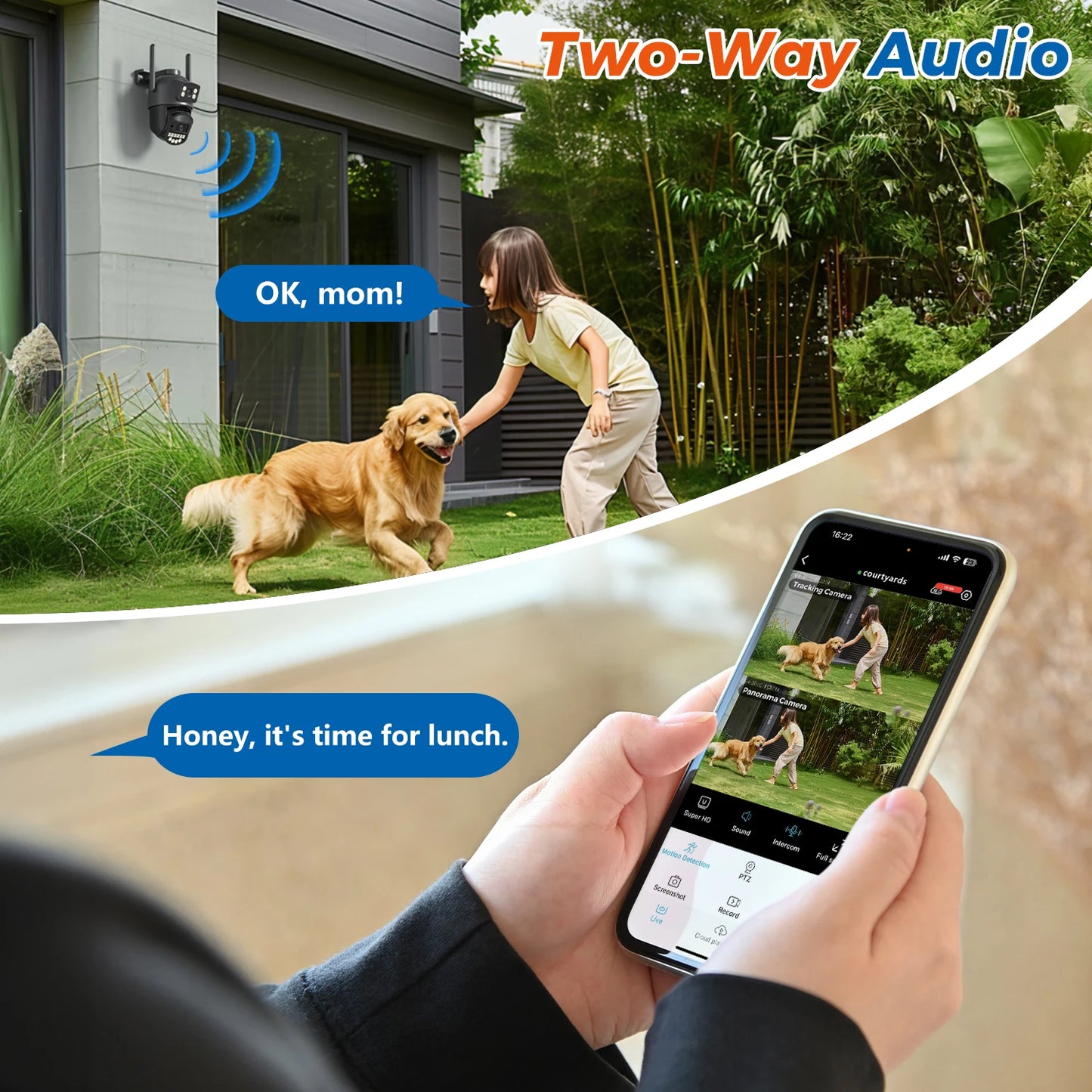 5K 10MP HD Wifi PTZ Camera Outdoor 8MP Dual Lens Dual Screen AI Auto Tracking IP Camera CCTV Audio Video Surveillance P2P O-KAM