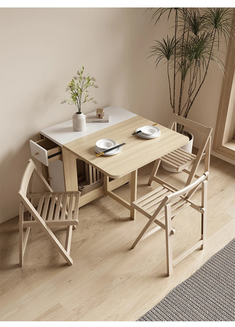 Folding Dining Table Set 6 Chairs Luxury Vintage Square Dining Table Extensio Nordic Mesas Y Sillas De Comedor Kitchen Furniture