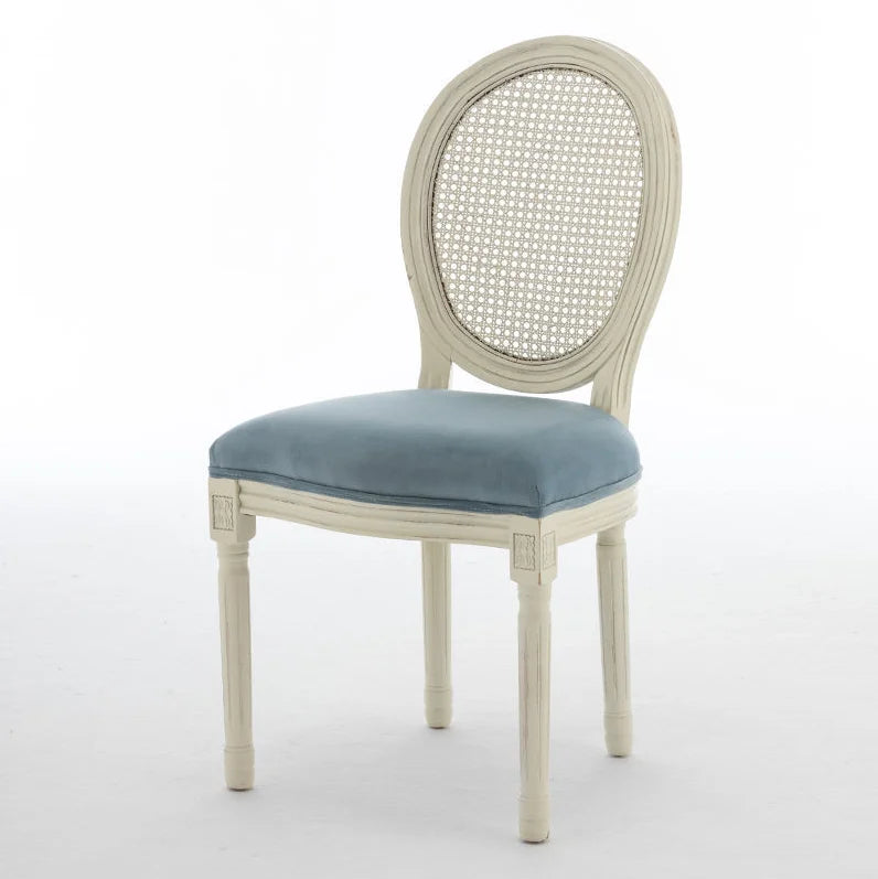Vintage rattan dining chair Solid wood French chair back Cafe Bar Homestay American country leisure armchair