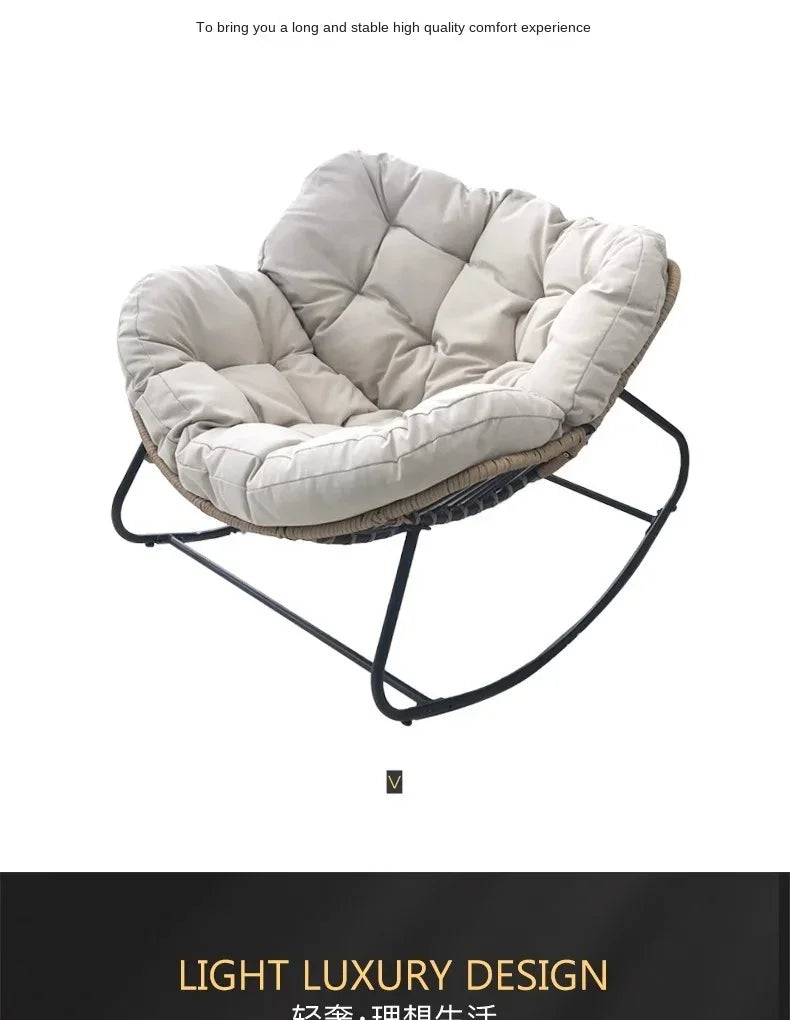 X&D Human Bird Nest Rattan Weaving Rocking Chair Leisure Sofa Home Balcony Single Lazy Sofa Rocking Chair Rattan Chair Can Sleep