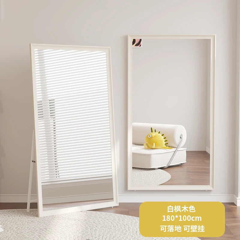 Square Wooden Mirror Garden Art Modern Full Body Standing Mirror Bedroom Floor Girls Rattan Espelhos Living Room Decorations
