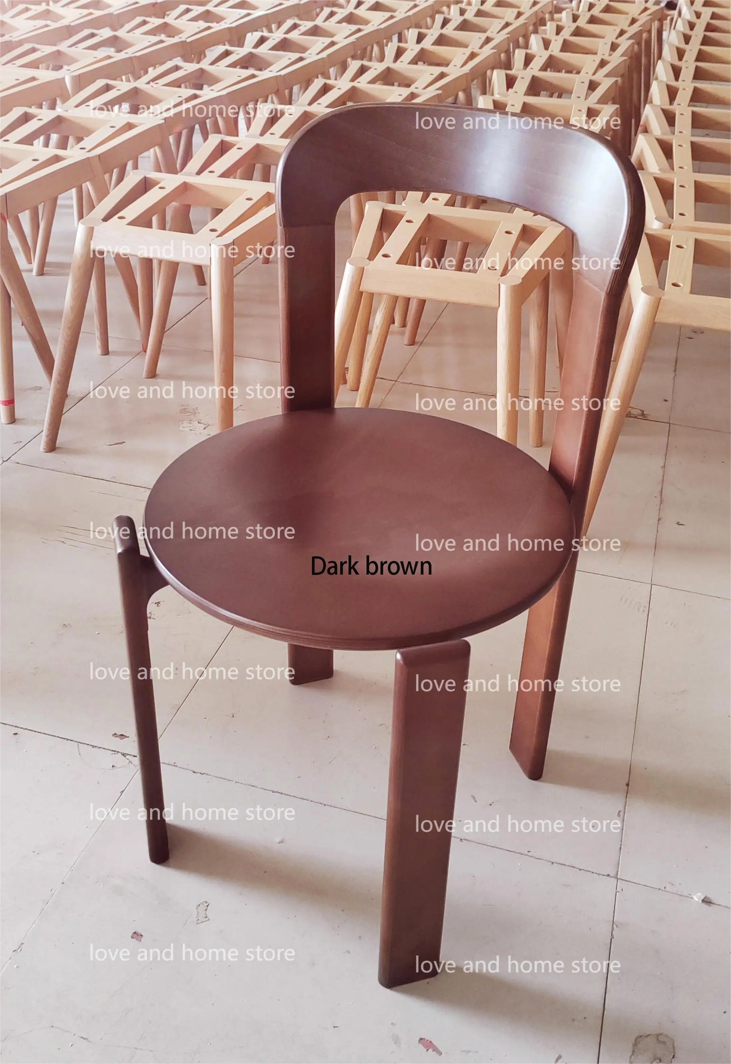 Nordic Beech Solid Wood Plywood Dining Stackable Vintage Curved Rey Backrest Swiss Chair