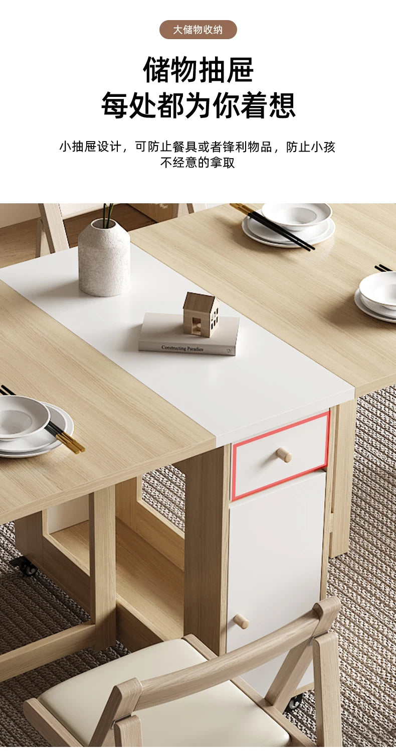 Folding Dining Table Set 6 Chairs Luxury Vintage Square Dining Table Extensio Nordic Mesas Y Sillas De Comedor Kitchen Furniture